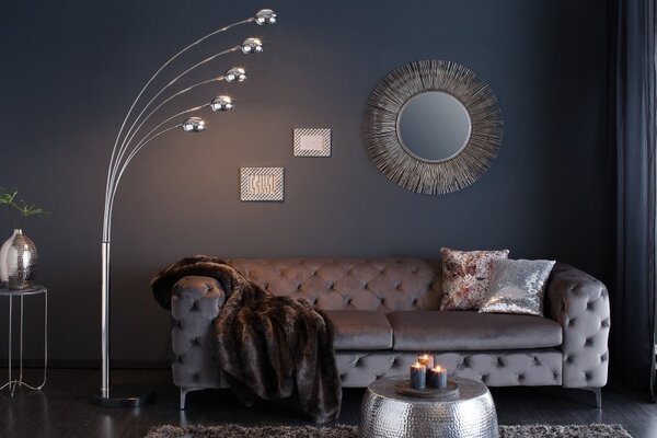 Designová moderní stojací lampa Five Lights chromová