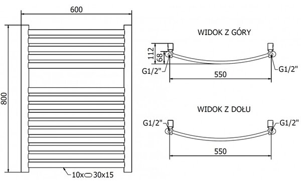 Mexen Helios, topné těleso 800x600 mm, 355 W, zlatá lesklá, W103-0800-600-00-50