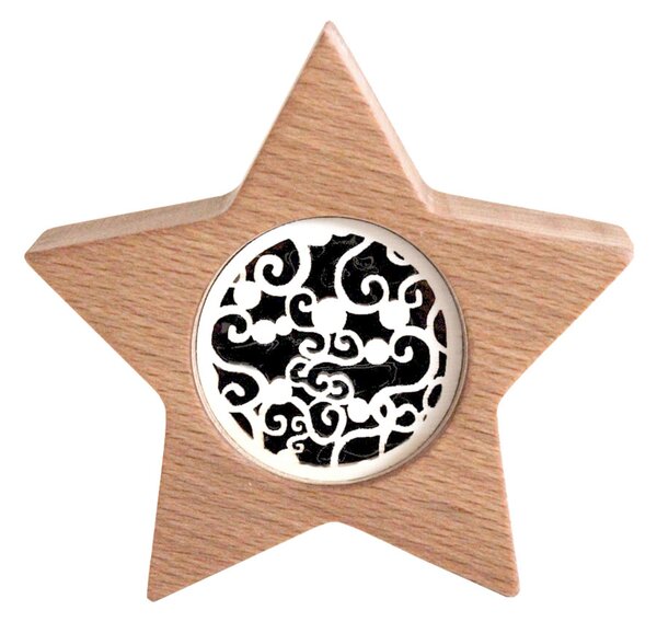 AMADEA Dřevěná dekorace hvězda s vkladem - ornament, masivní dřevo, výška 10 cm