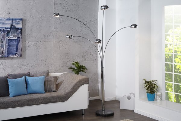 Designová moderní stojací lampa Five Lights chromová