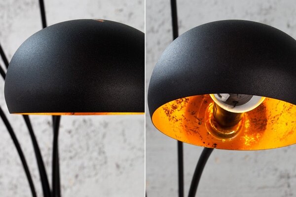 Designová jedinečná stojací lampa Five Lights černo-zlatá