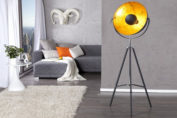 Stylová stojací lampa Big studio 160cm černá / zlatá
