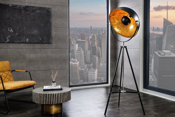 Stylová stojací lampa Big studio 160cm černá / zlatá