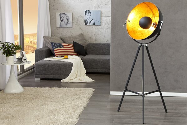 Stylová stojací lampa Big studio 160cm černá / zlatá