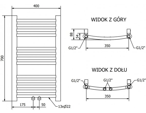 Mexen Ares, elektrické topné těleso 700 x 400 mm, 300 W, zlatá lesklá, W102-0700-400-2300-50