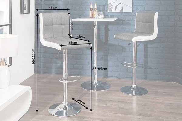 Designová barová židle Modena 90-115cm šedě-bílá