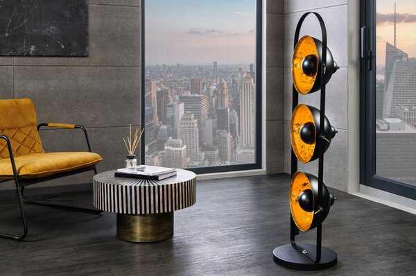 Moderní designová stojací lampa Studio černo-zlatá 130cm