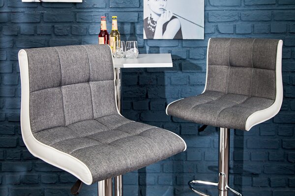 Designová barová židle Modena 90-115cm šedě-bílá