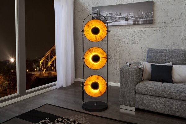 Moderní designová stojací lampa Studio černo-zlatá 130cm