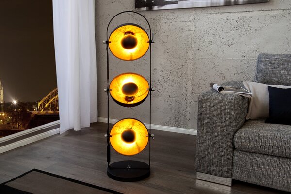 Moderní designová stojací lampa Studio černo-zlatá 130cm