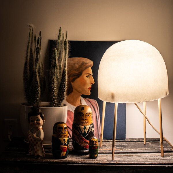 Stolní lampa Foscarini, Kurage, Bílá, Obývací pokoj, Dřevo, Design