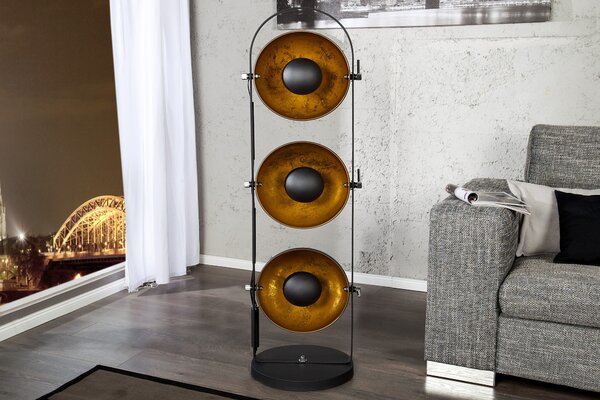 Moderní designová stojací lampa Studio černo-zlatá 130cm