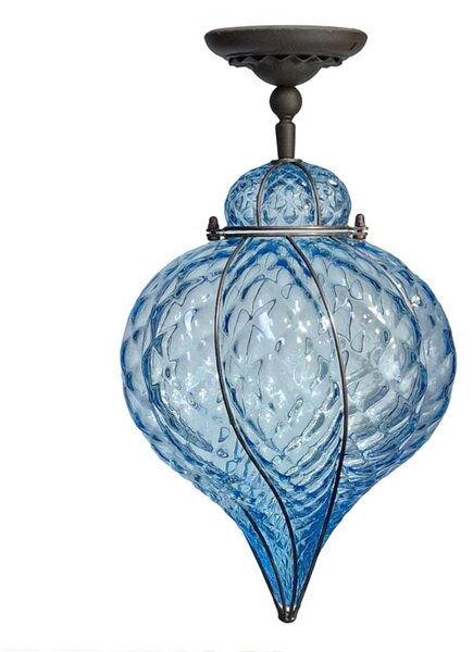 SIRU - Přisazený lustr GOCCIA 1xE27/60W/230V pr. 25 cm modrá/hnědá benátské sklo