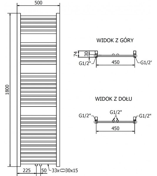 Mexen Hades, topné těleso 1800x500 mm, 666 W, zlatá lesklá, W104-1800-500-00-50