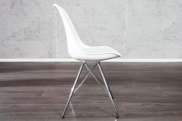 Designová Židle Scandinavia retro bílá