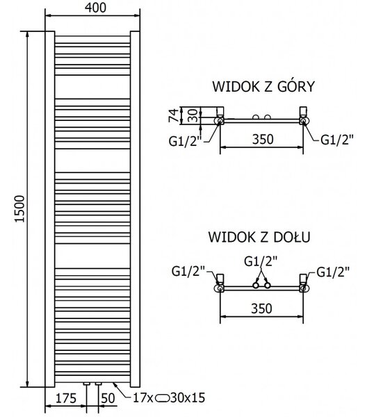 Mexen Hades, topné těleso 1500x400 mm, 453 W, zlatá lesklá, W104-1500-400-00-50