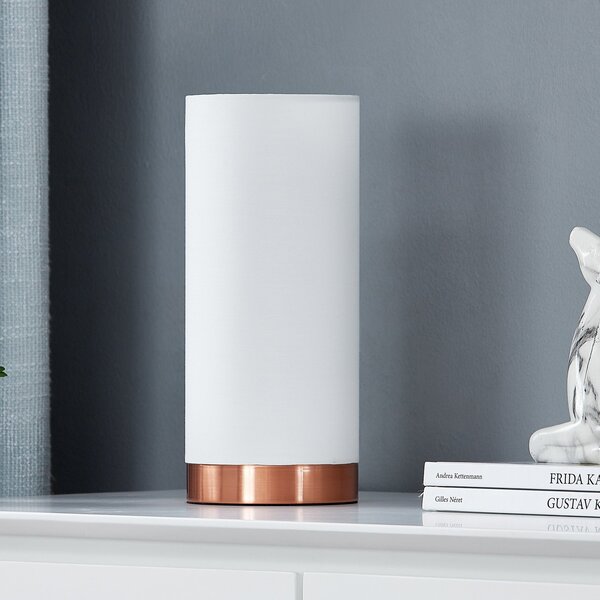 Stolní lampa Lindby, Ronja, stmívatelné, Bílá, Ložnice, Tkanina / Textil, Moderní