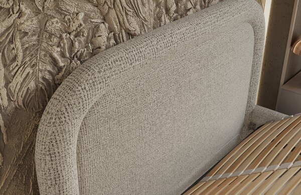 Maison de Rêve Krémová bouclé dvoulůžková postel MIJA 140 x 200 cm s úložným prostorem