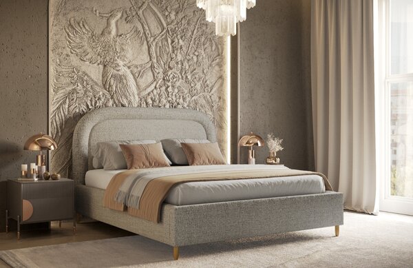 Maison de Rêve Krémová bouclé dvoulůžková postel MIJA 140 x 200 cm s úložným prostorem