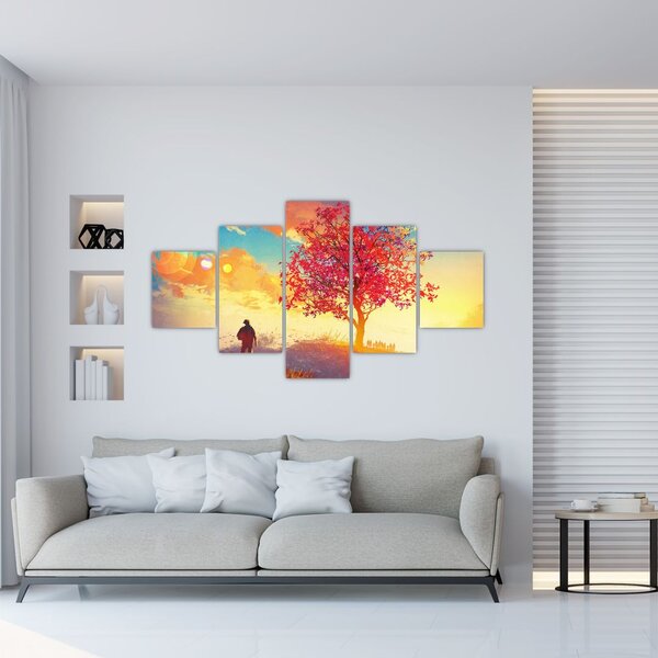 Obraz stromu na kopci (125x70 cm)