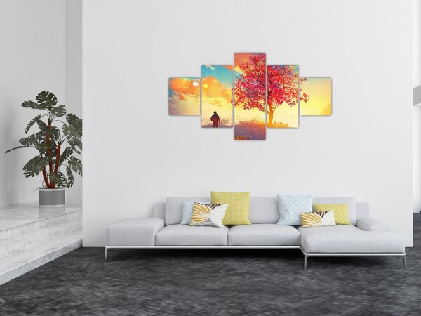 Obraz stromu na kopci (125x70 cm)