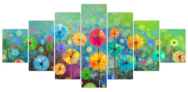 Obraz - Abstraktní květiny (210x100 cm)