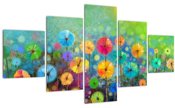 Obraz - Abstraktní květiny (125x70 cm)