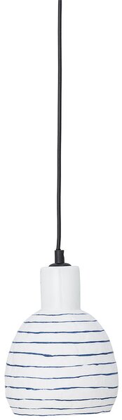 Bloomingville Bílé pruhované závěsné světlo Elga 14,5 cm