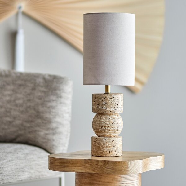 Bloomingville Béžová kamenná stolní lampa Marci