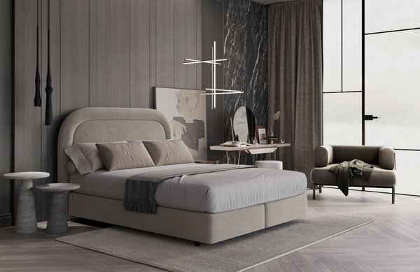Maison de Rêve Béžová sametová postel boxspring HAVANA 140 x 200 cm
