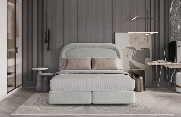 Maison de Rêve Světle béžová sametová postel boxspring HAVANA 140 x 200 cm
