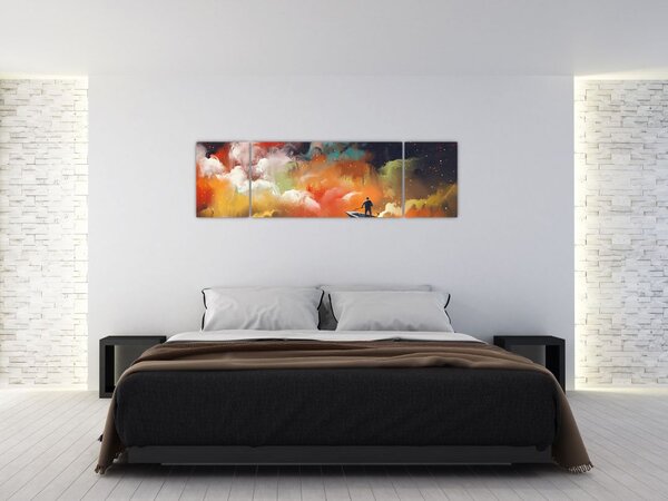 Obraz - Muž plující vesmírem (170x50 cm)