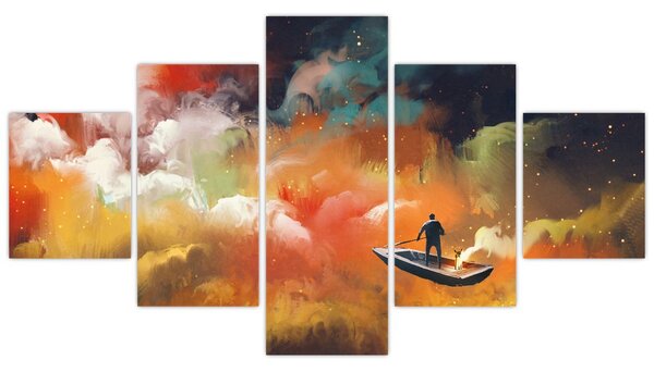 Obraz - Muž plující vesmírem (125x70 cm)