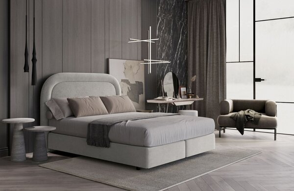 Maison de Rêve Světle béžová sametová postel boxspring HAVANA 140 x 200 cm