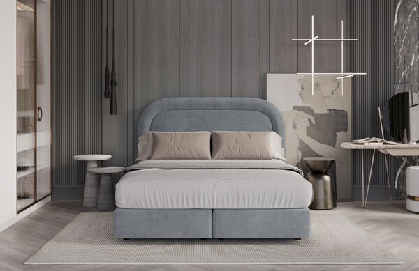 Maison de Rêve Šedá sametová postel boxspring HAVANA 140 x 200 cm