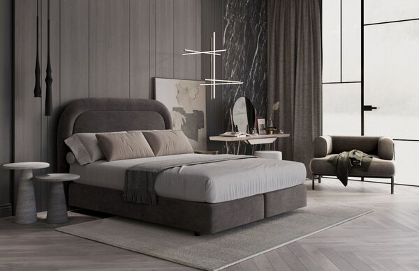 Maison de Rêve Hnědá sametová postel boxspring HAVANA 140 x 200 cm