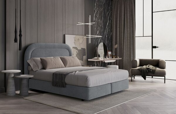 Maison de Rêve Šedá sametová postel boxspring HAVANA 140 x 200 cm
