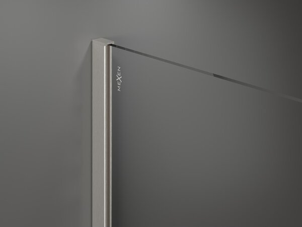 Mexen Kioto, sprchová zástěna Walk-In 100 x 200 cm, 8mm čiré sklo černý vzor, ​​broušená ocel profil, 800-100-101-97-77