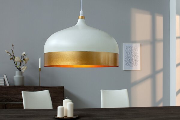 Designová závěsná lampa Modern Chic II bílo-zlatá