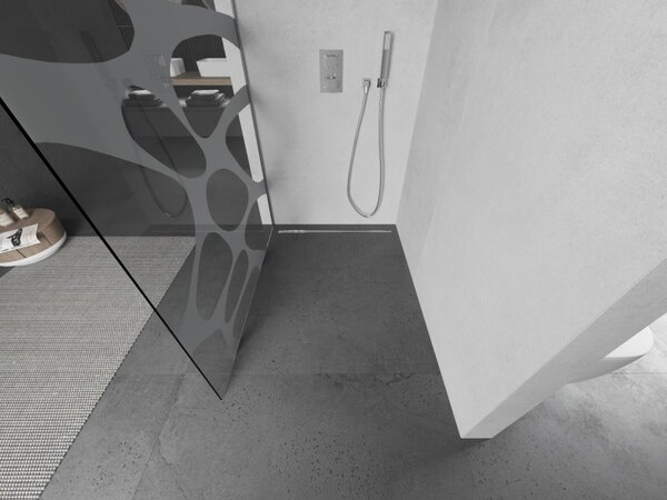 Mexen Kioto L, sprchová zástěna Walk-In 70 x 200 cm, 8mm čiré sklo bílý vzor, ​​chromový profil, 800-070-103-01-97