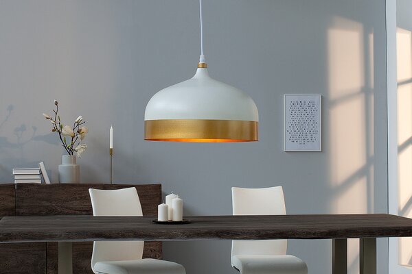 Designová závěsná lampa Modern Chic II bílo-zlatá