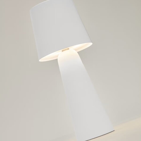 Kave Home Bílá kovová zahradní stolní LED lampa Arenys S