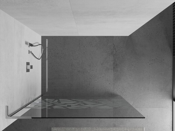 Mexen Kioto L, sprchová zástěna Walk-In 70 x 200 cm, 8mm čiré sklo bílý vzor, ​​chromový profil, 800-070-103-01-85