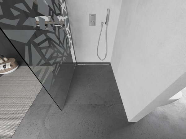 Mexen Kioto L, sprchová zástěna Walk-In 70 x 200 cm, 8mm čiré sklo bílý vzor, ​​chromový profil, 800-070-103-01-85