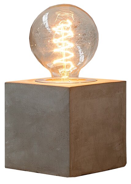 Designová industriální stolní lampa Cement se čtvercovou betonovou základnou v šedé barvě 12 cm