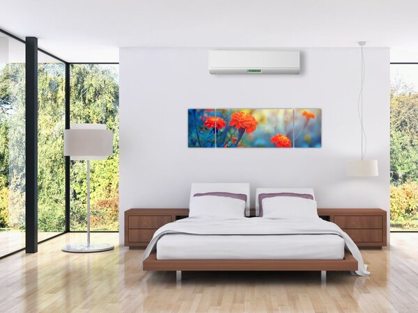 Obraz - Oranžové květy (170x50 cm)