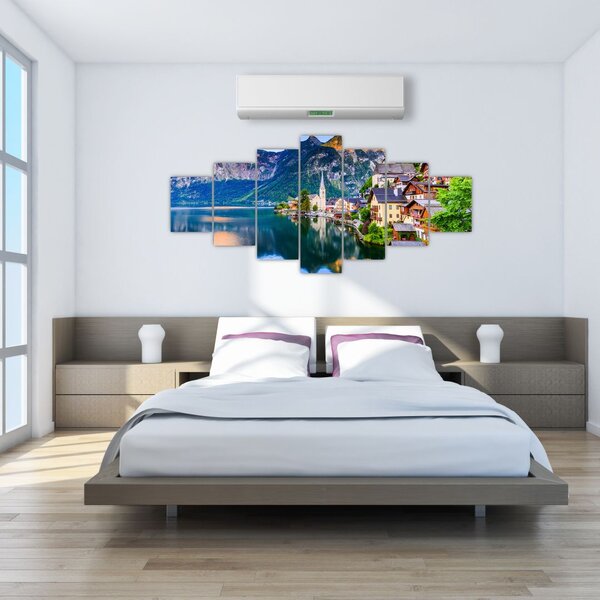 Obraz - Alpská vesnice (210x100 cm)