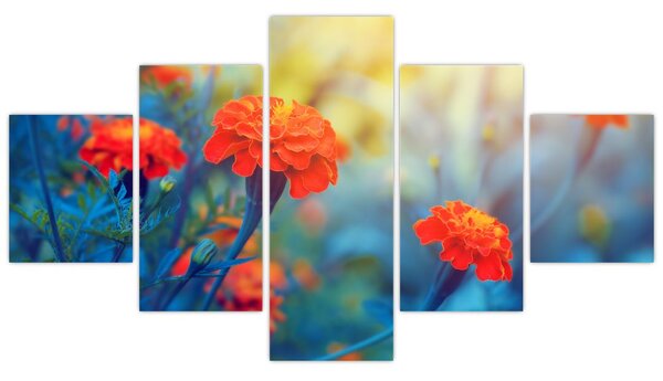 Obraz - Oranžové květy (125x70 cm)