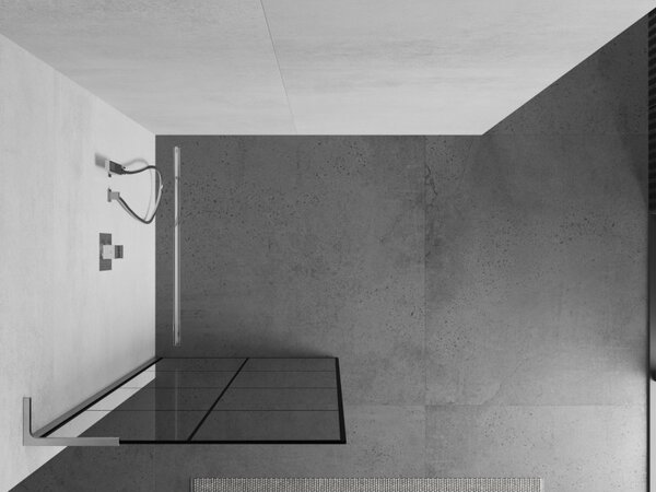 Mexen Kioto L, sprchová zástěna Walk-In 80 x 200 cm, 8mm čiré sklo černý vzor, ​​chromový profil, 800-080-103-01-77