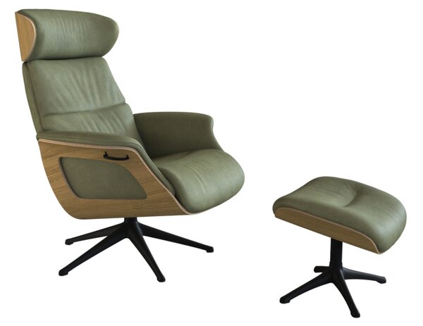-25 % Dny MOMENTI– Zelené kožené lounge křeslo FLEXLUX CLEMENT MEDIUM IV